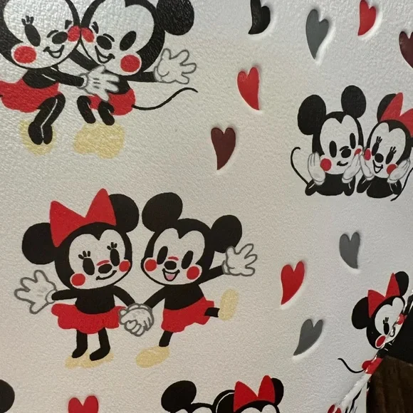 Disney Loungefly Mickey and Minnie Mouse Heart Backpack - Picture 7 of 8